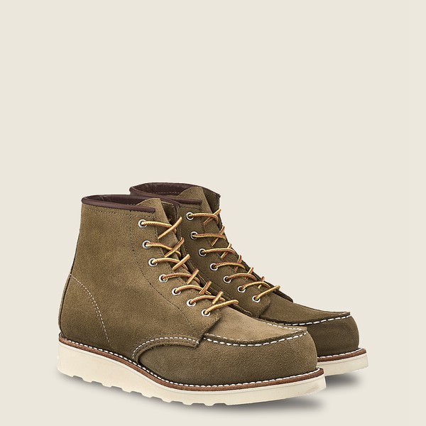 Red Wing Heritage Boots 6-inch Classic Moc – Short Mohave Leather - Olive - Womens ORG182539